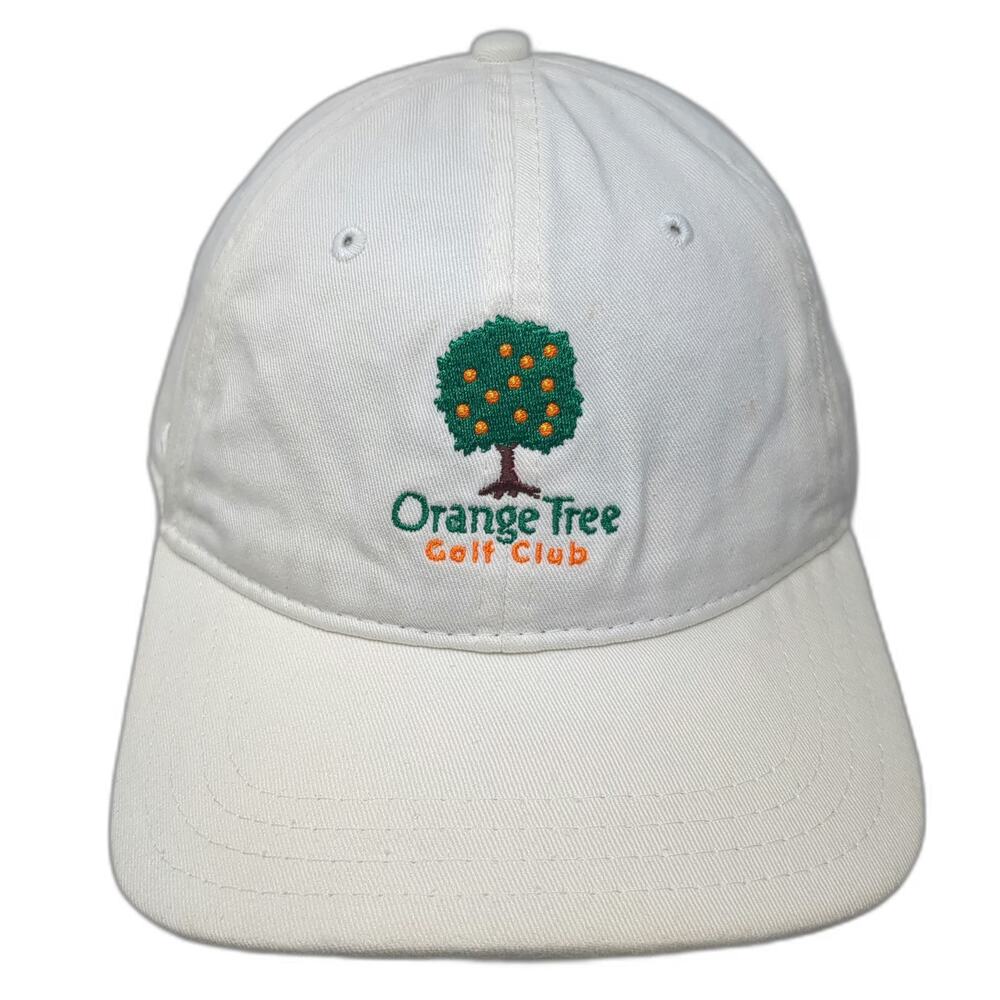 Pukka Baseball Cap White OSFM Slideback Orange Tree Golf Club Embroidered Hat
